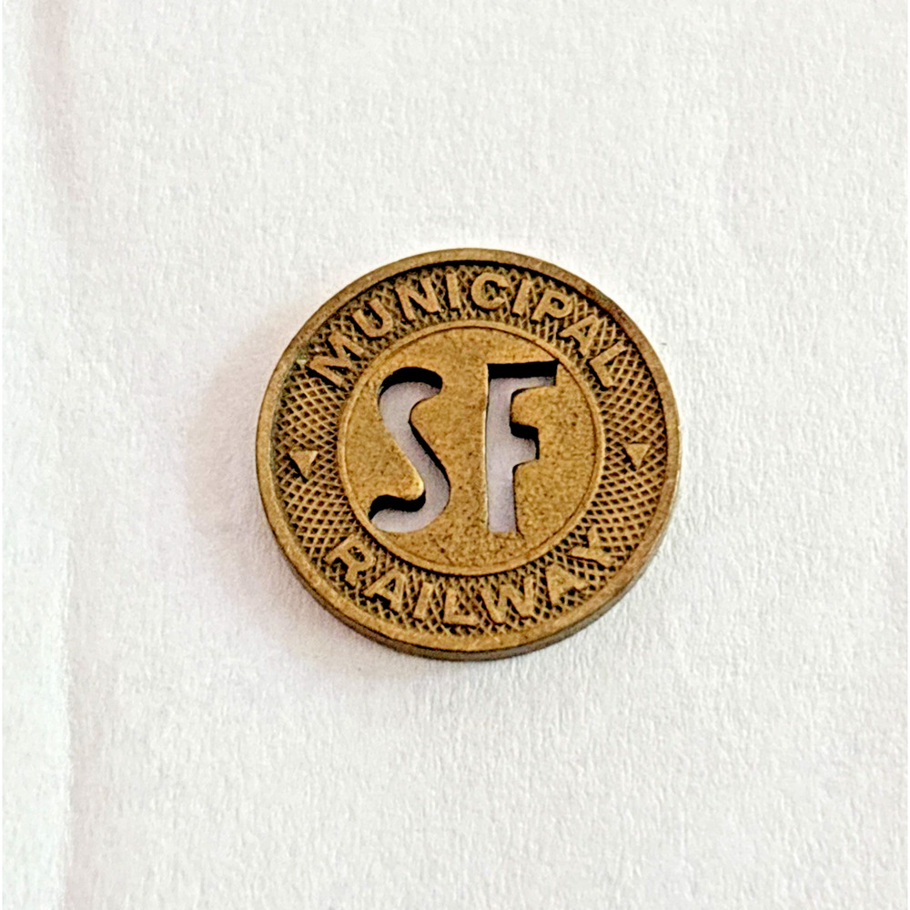 Vintage San Francisco Municipal Railway Token California 1945-2004 One Fare 5/8"